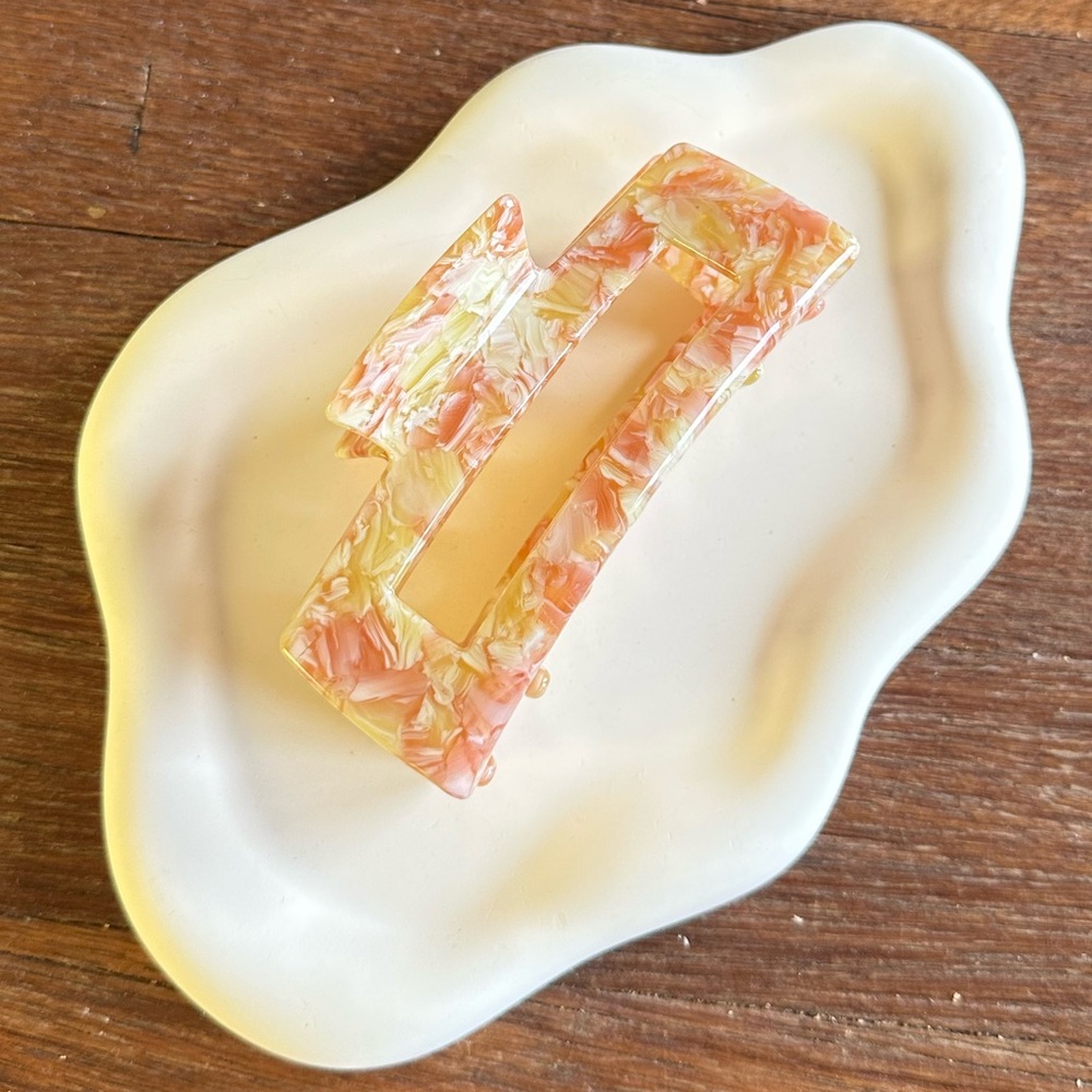 Peach Pink Marble Hair Claw Clip Coquette Clean Girl Balletcore Aesthetic 4”